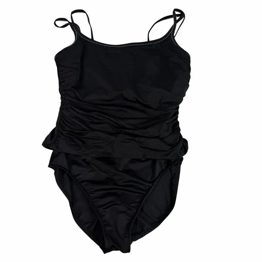 Miraclesuit One Piece Double Strap Swimsuit size 14DD Black
